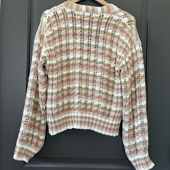 Evereve John + Jenn Julianna Stripe Cardigan Beige Pink White Multi Size XS - Picture 9 of 12